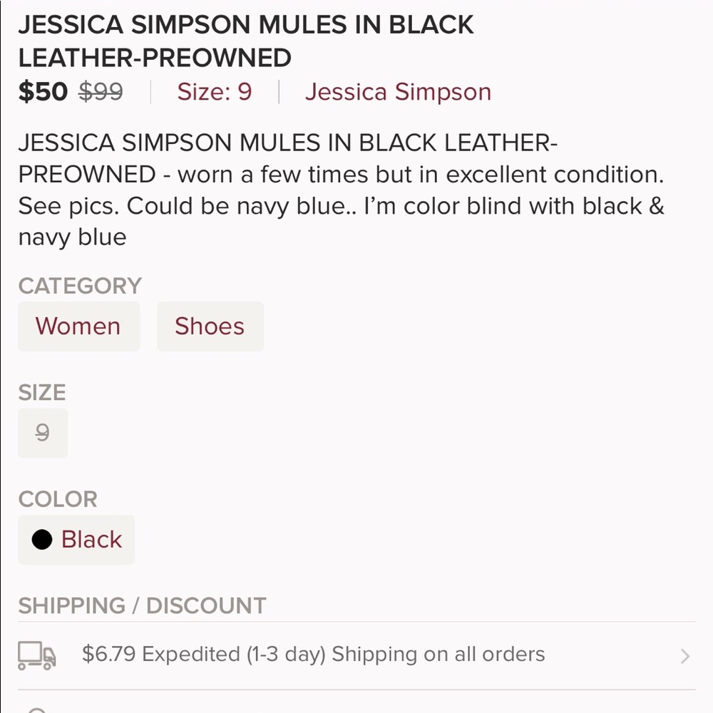 Jessica Simpson Black Leather mules!